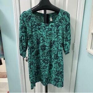 Maeve Anthropologie Women's Size 8 Blue Green Navy Shift Dress Buttons Pockets